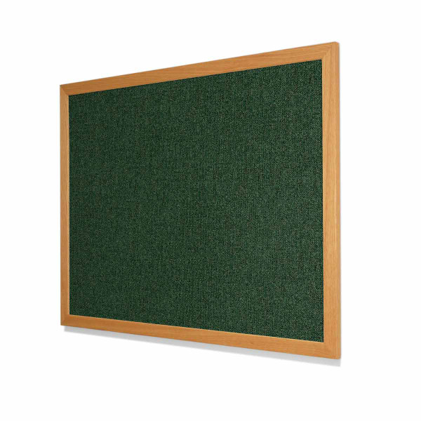 Type II Woven Vinyl Koroseal Linden II Meadow Cork Board with Red Oak Frame